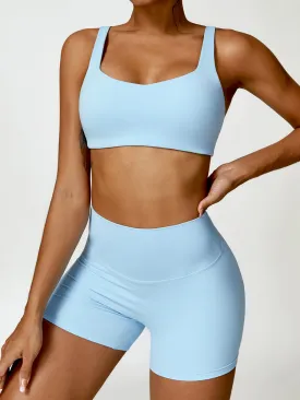2Pcs Running Shorts Set for Womens Tank Causal Tummy Control Workout Shorts