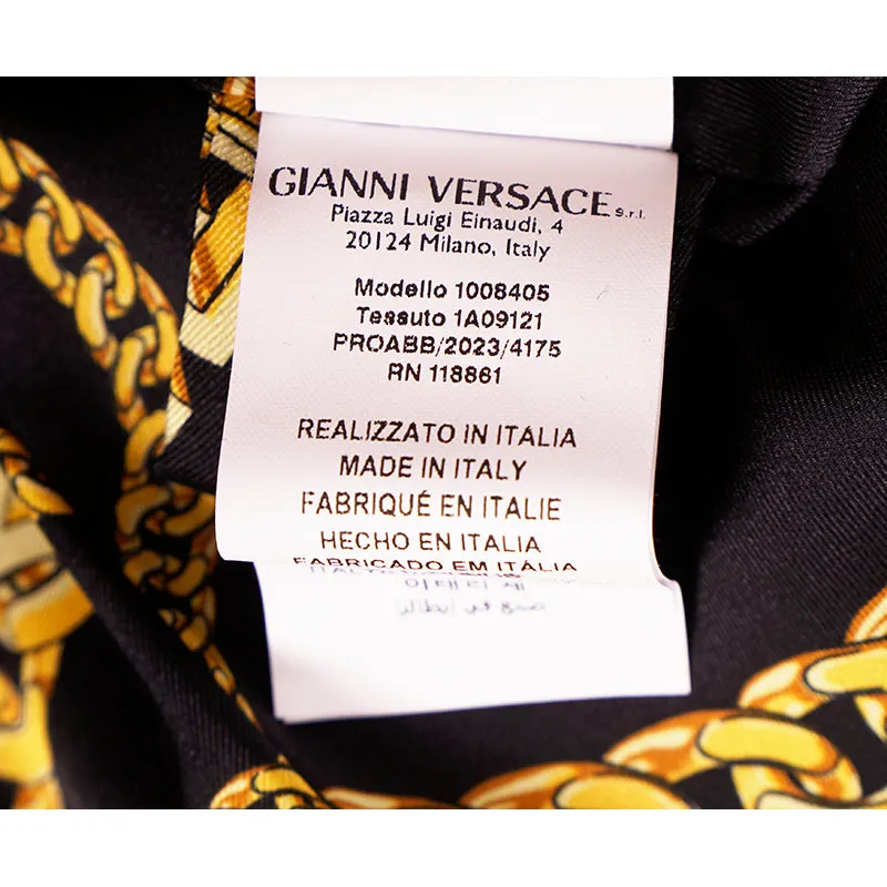 46 US 10 NEW $3190 VERSACE Woman Black 100% WOOL Belted COAT - LOGO PRINT LINING
