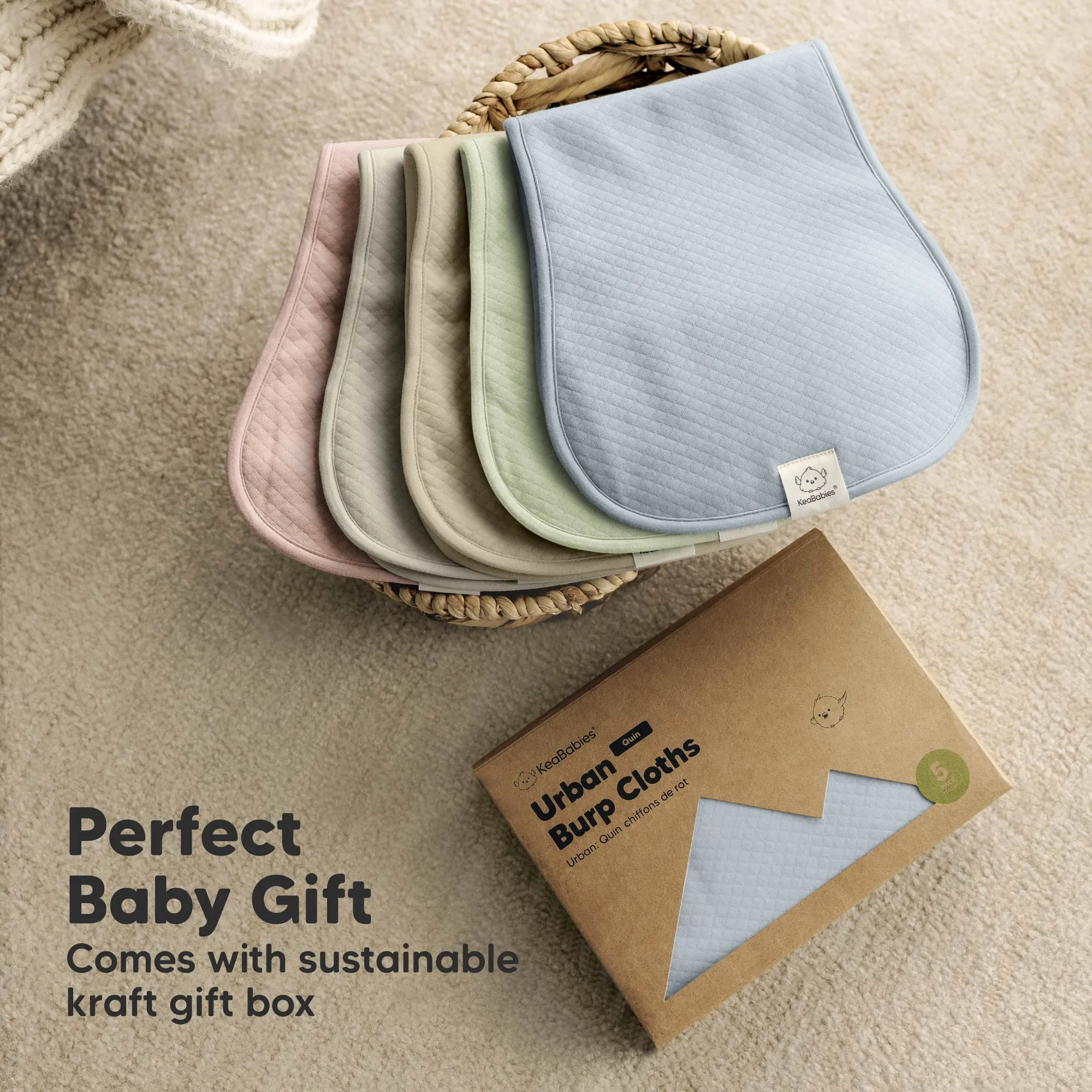 5-Pack Urban Quin Burp Cloths