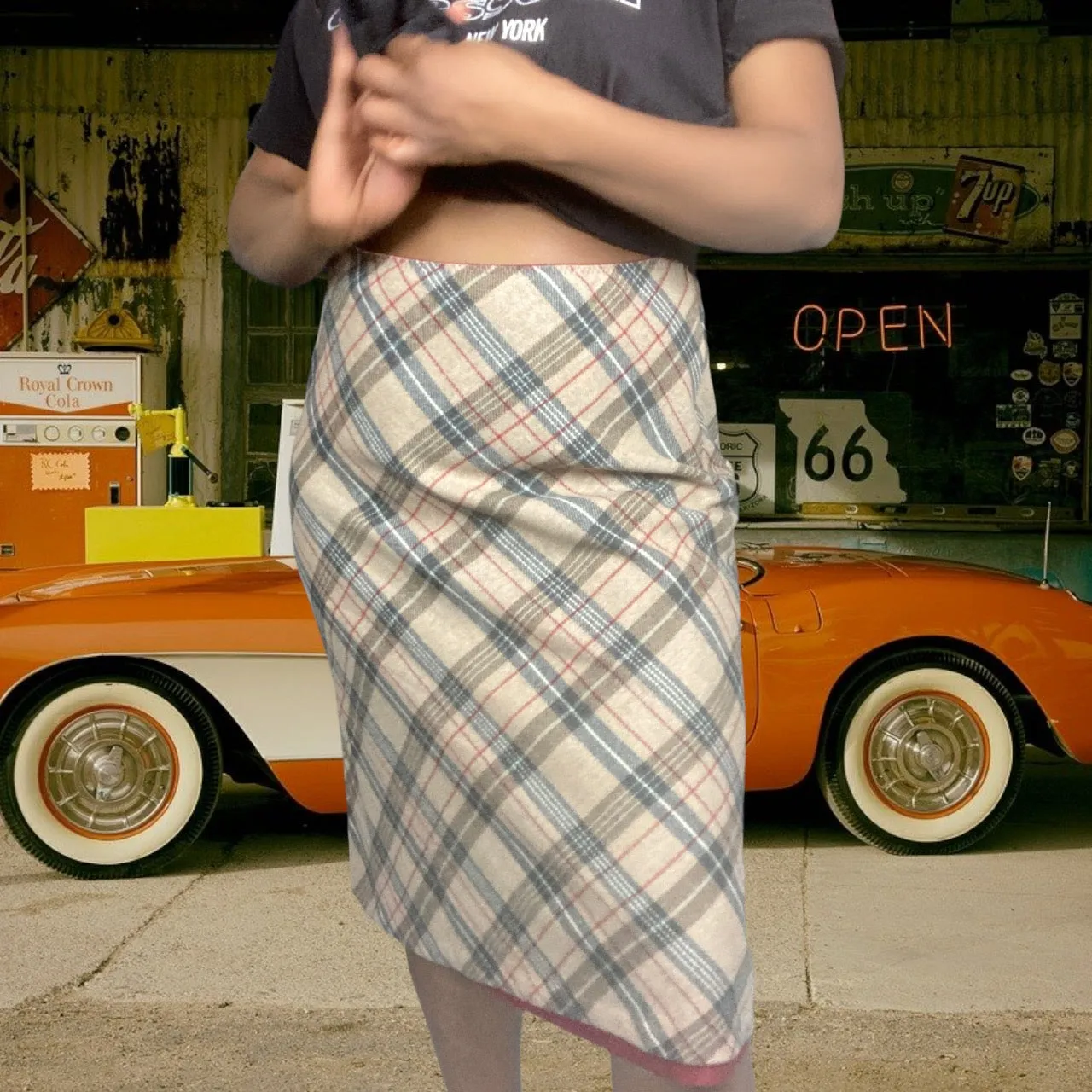 90s Gap Plaid Wool Skirt Size Xl