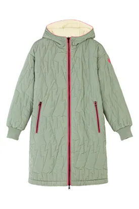Adults Reversible Quilted Coat Khaki Lightning Bolt