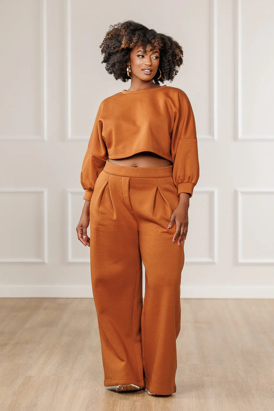 Ameira Pleated Wide Pants - Cognac