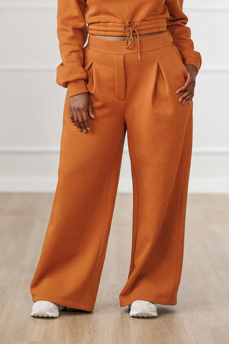 Ameira Pleated Wide Pants - Cognac
