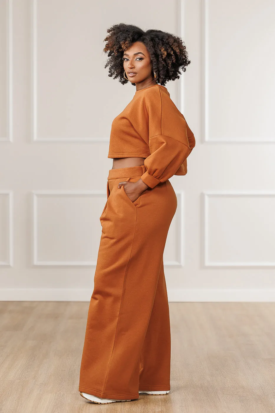 Ameira Pleated Wide Pants - Cognac