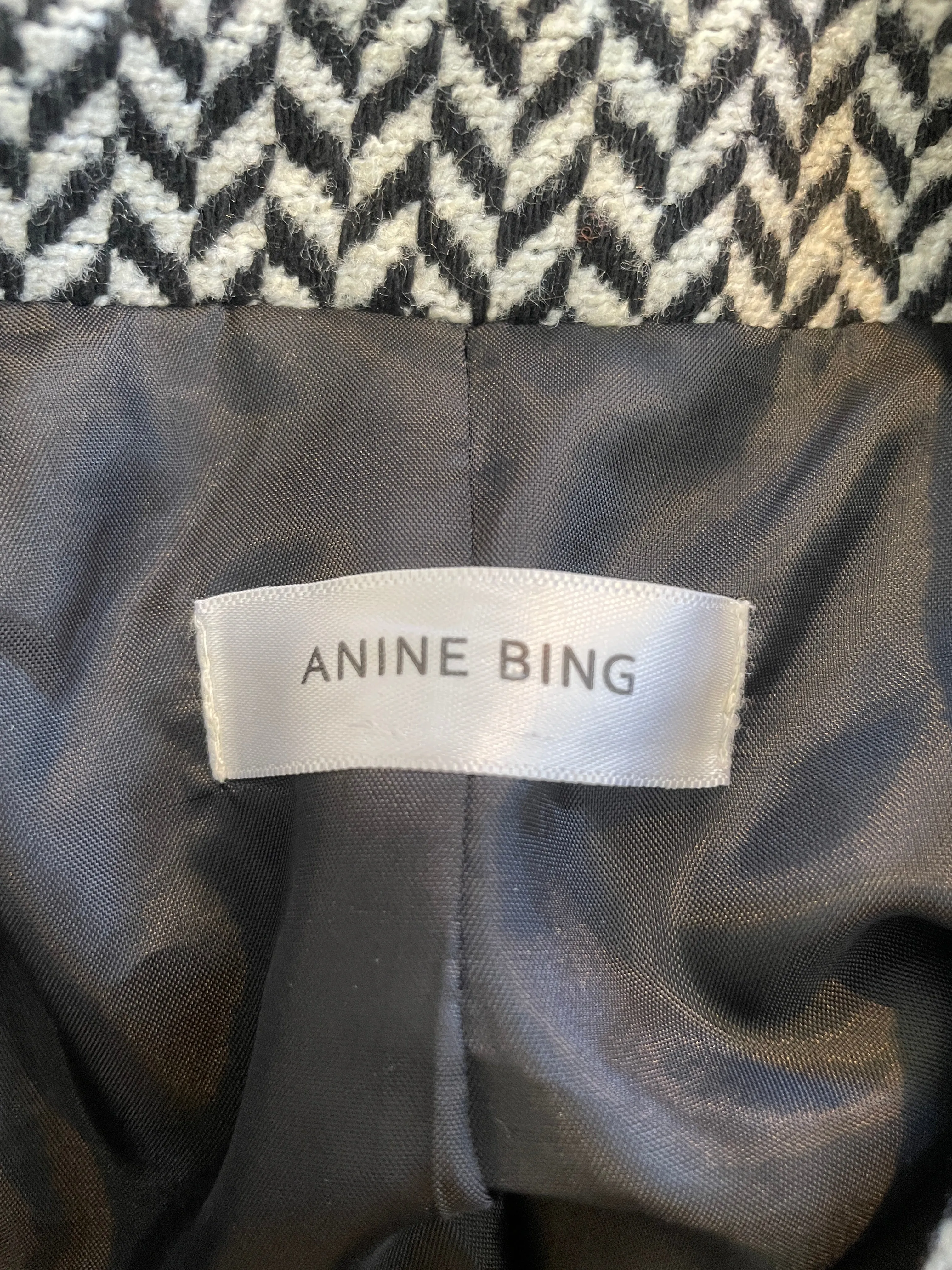 Anine Bing Black and White Chevron Jacket