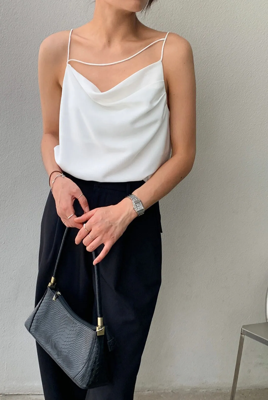 Asymmetric Strap Drape Camisole [2 Colours]