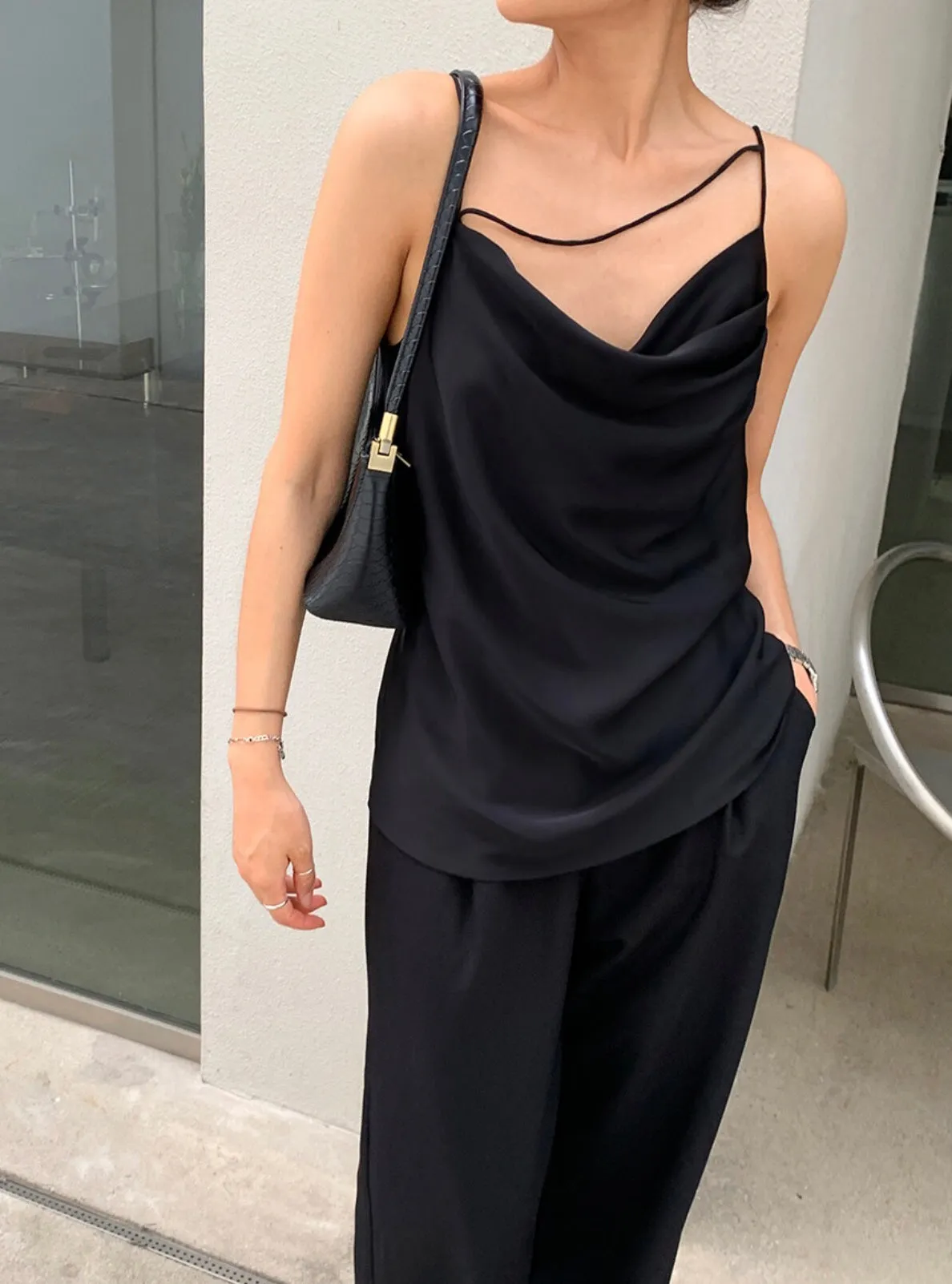 Asymmetric Strap Drape Camisole [2 Colours]