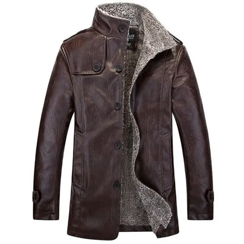 Autumn Winter Casual PU Leather Jacket Men Slim Fit