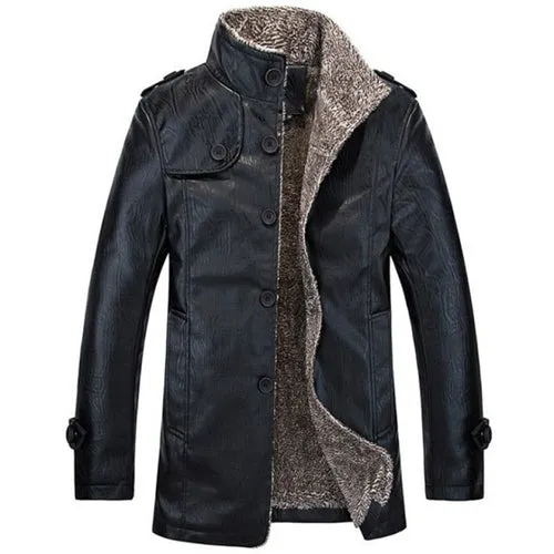 Autumn Winter Casual PU Leather Jacket Men Slim Fit