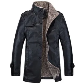 Autumn Winter Casual PU Leather Jacket Men Slim Fit