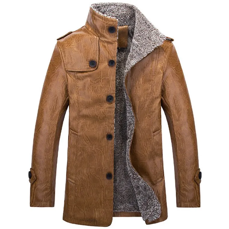 Autumn Winter Casual PU Leather Jacket Men Slim Fit