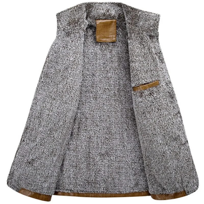 Autumn Winter Casual PU Leather Jacket Men Slim Fit