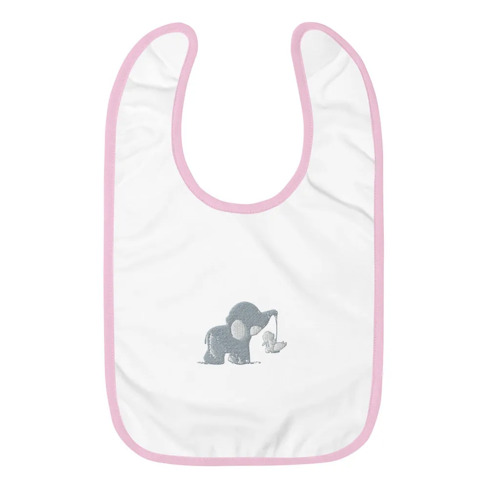 Baby Elephant Embroidered Baby Bib