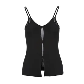 Black Hollowed-Out Knitted Camisole
