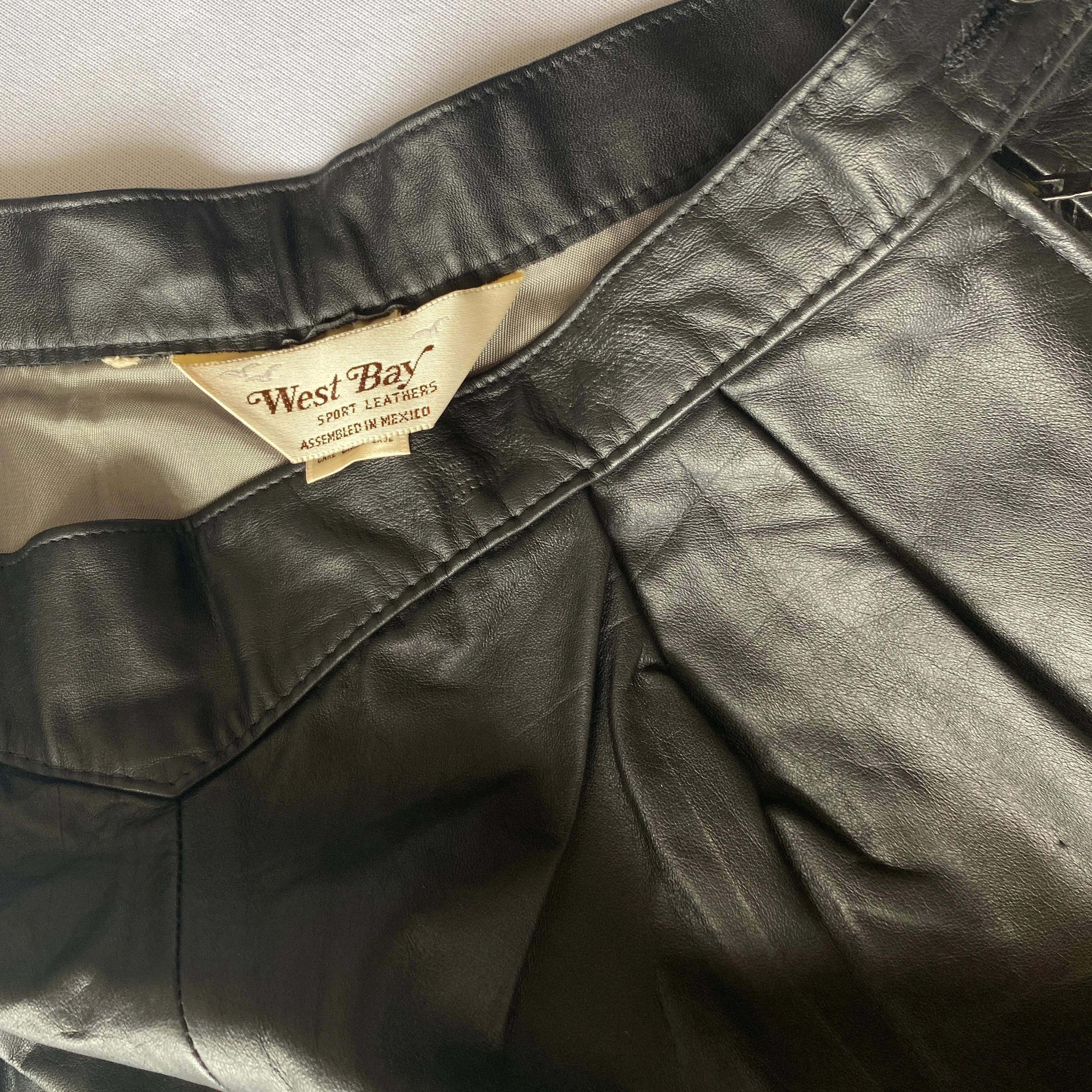 Black leather high waisted pants