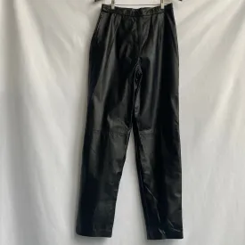 Black leather high waisted pants