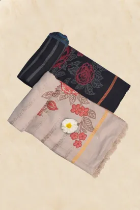 Black Pashmina Woven Jacquard Shawl