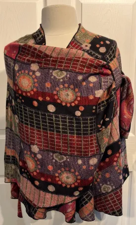 Black, Red & Tan Reversible Cashmere Shawl