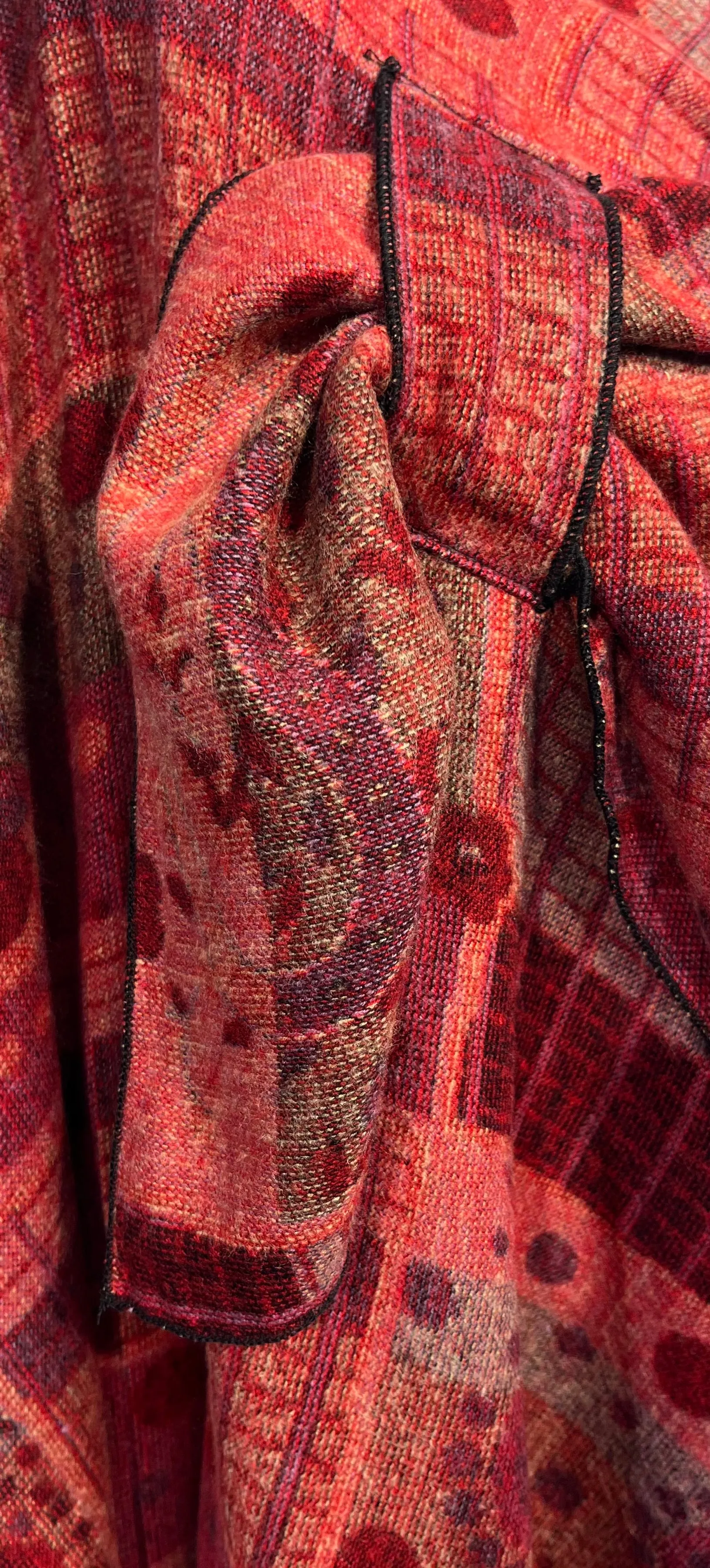 Black, Red & Tan Reversible Cashmere Shawl