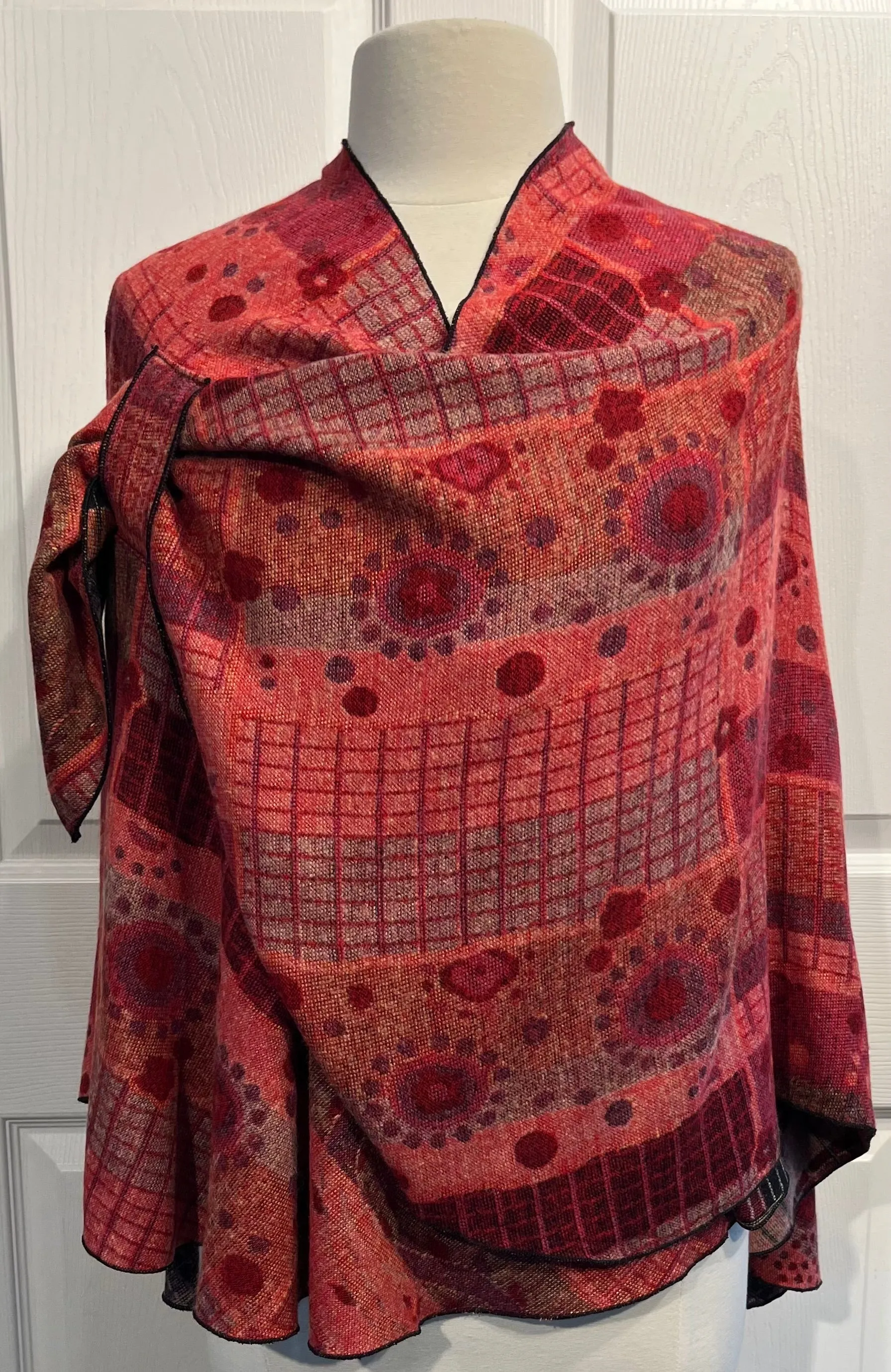 Black, Red & Tan Reversible Cashmere Shawl