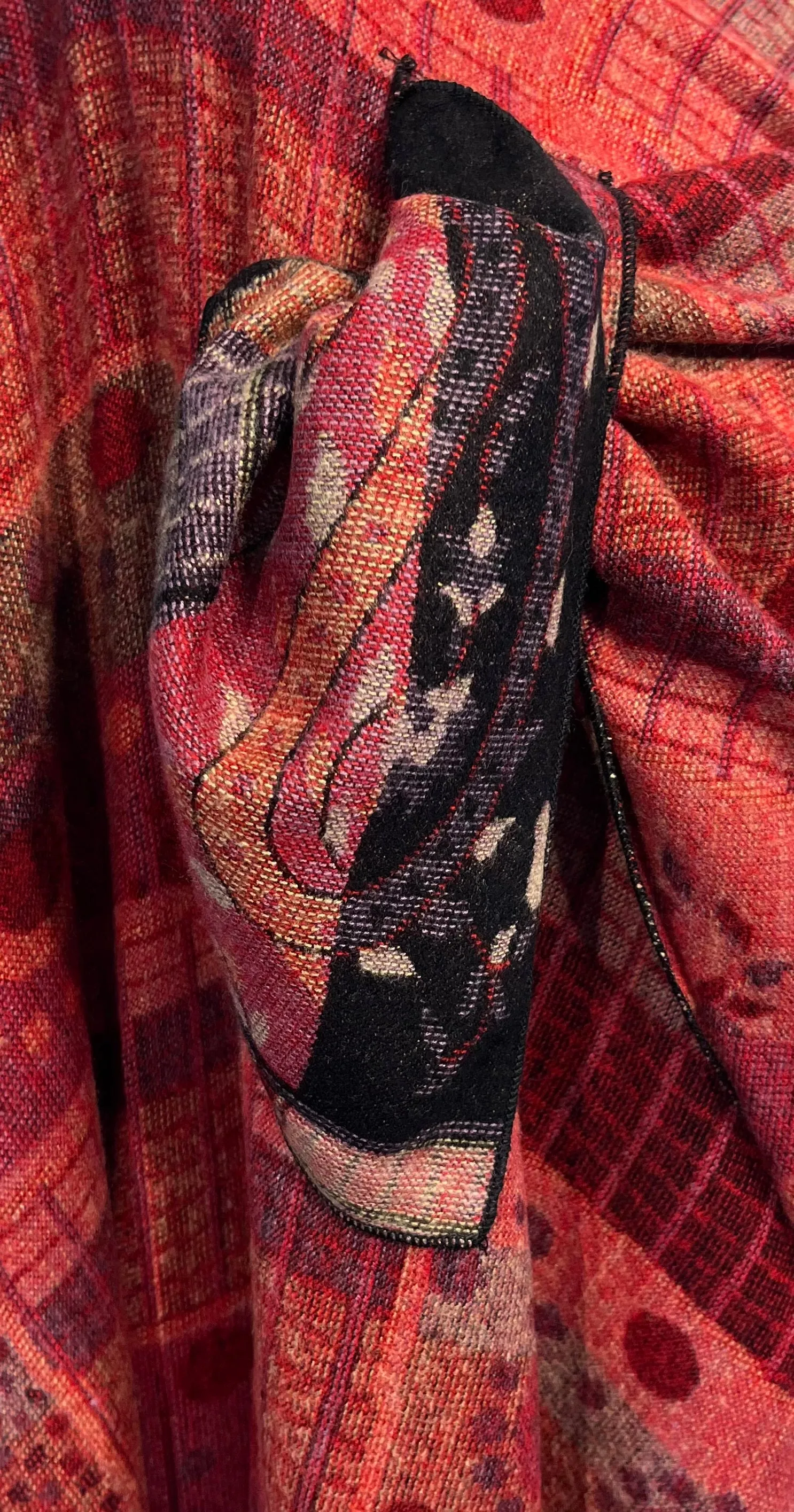 Black, Red & Tan Reversible Cashmere Shawl