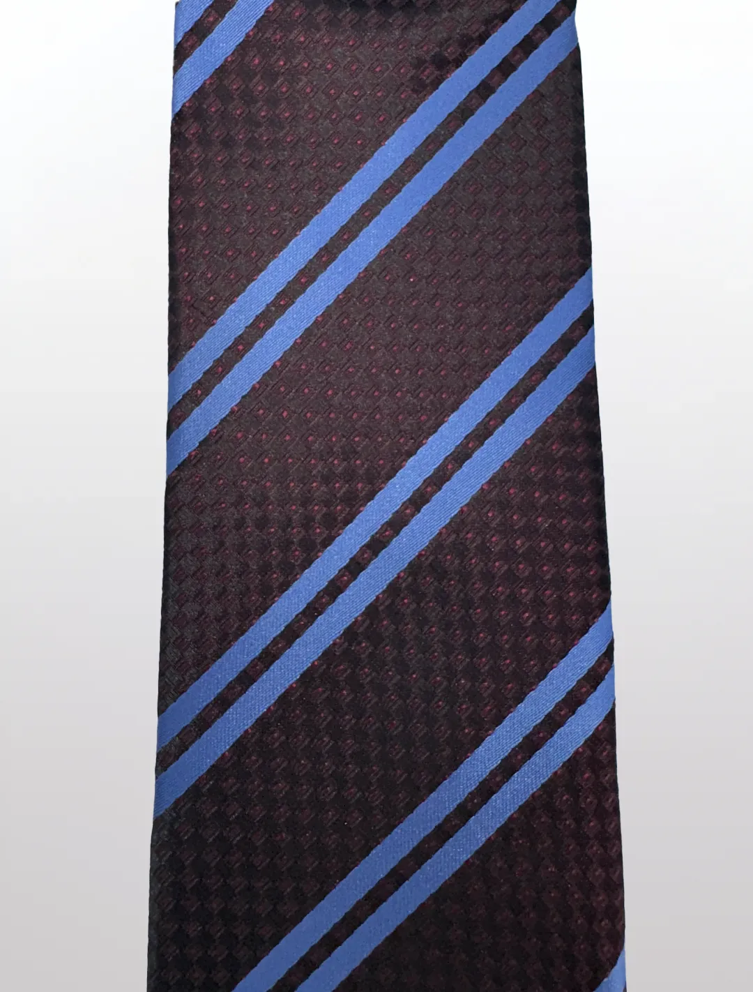 Black with Blue Regimental Stripes and Red Accents Patterned Microfiber Tie
