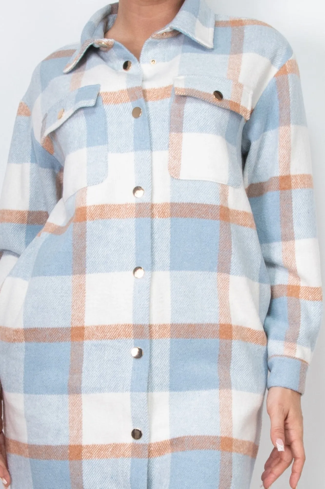 Blue Zone Planet |  Plaid Buttoned Shacket Coat