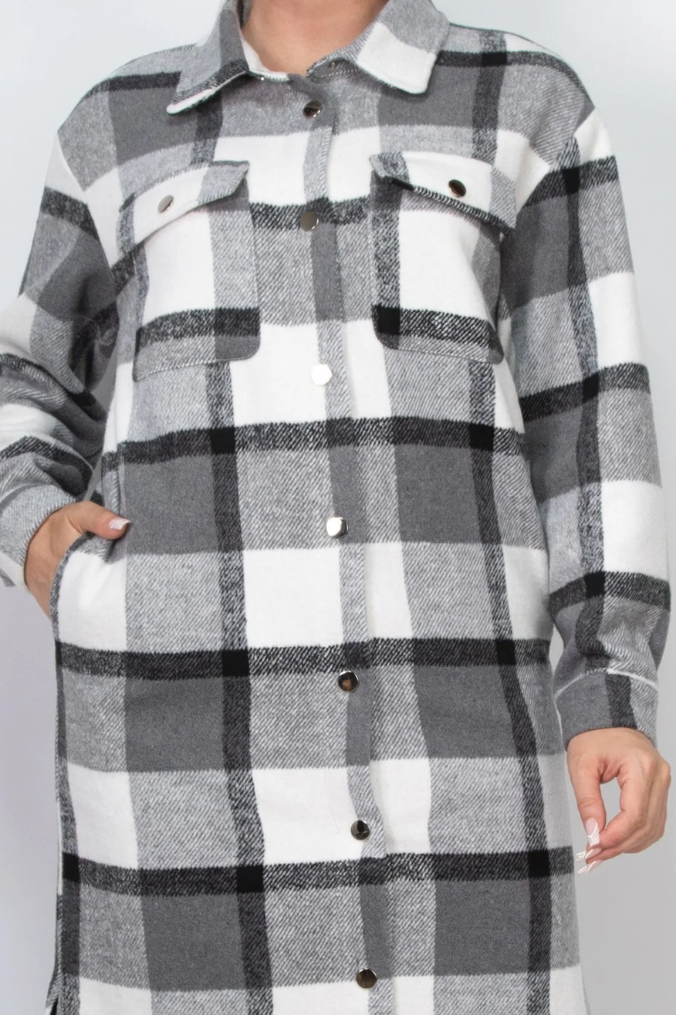 Blue Zone Planet |  Plaid Buttoned Shacket Coat