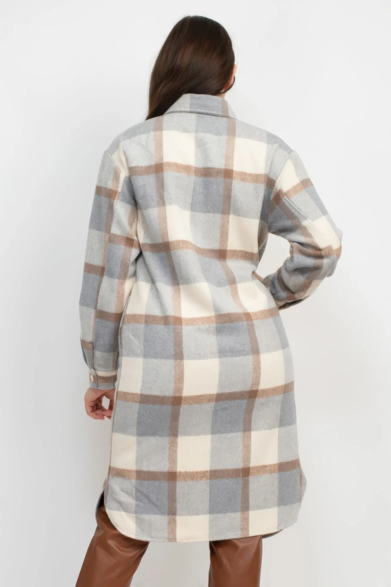 Blue Zone Planet |  Plaid Buttoned Shacket Coat