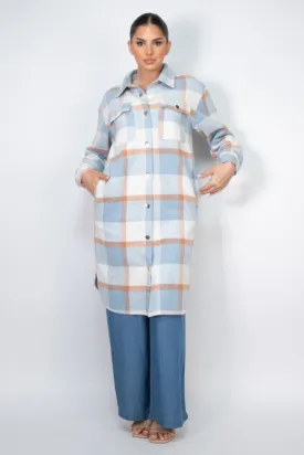 Blue Zone Planet |  Plaid Buttoned Shacket Coat