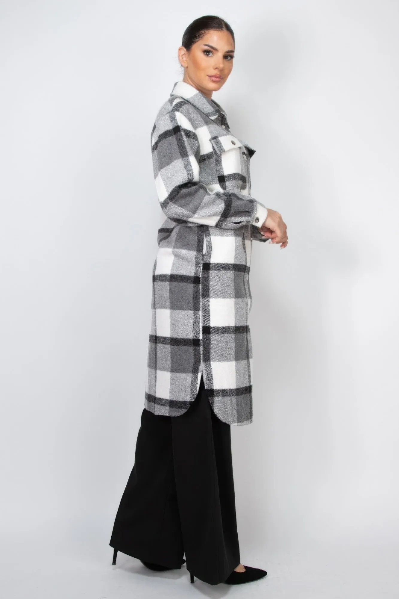 Blue Zone Planet |  Plaid Buttoned Shacket Coat