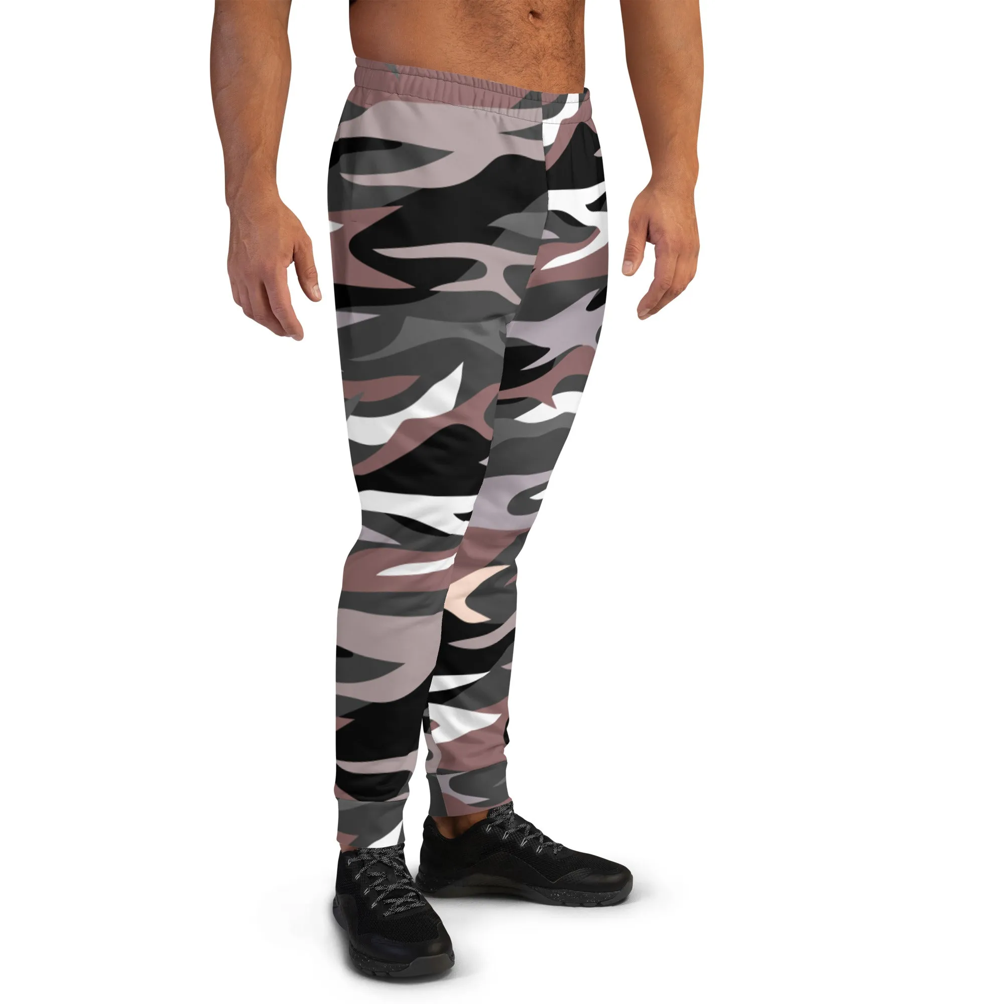 Brown Camo Print Men's Joggers, Camouflage Joggers Mens Camo Joggers-Made in USA/EU/MX