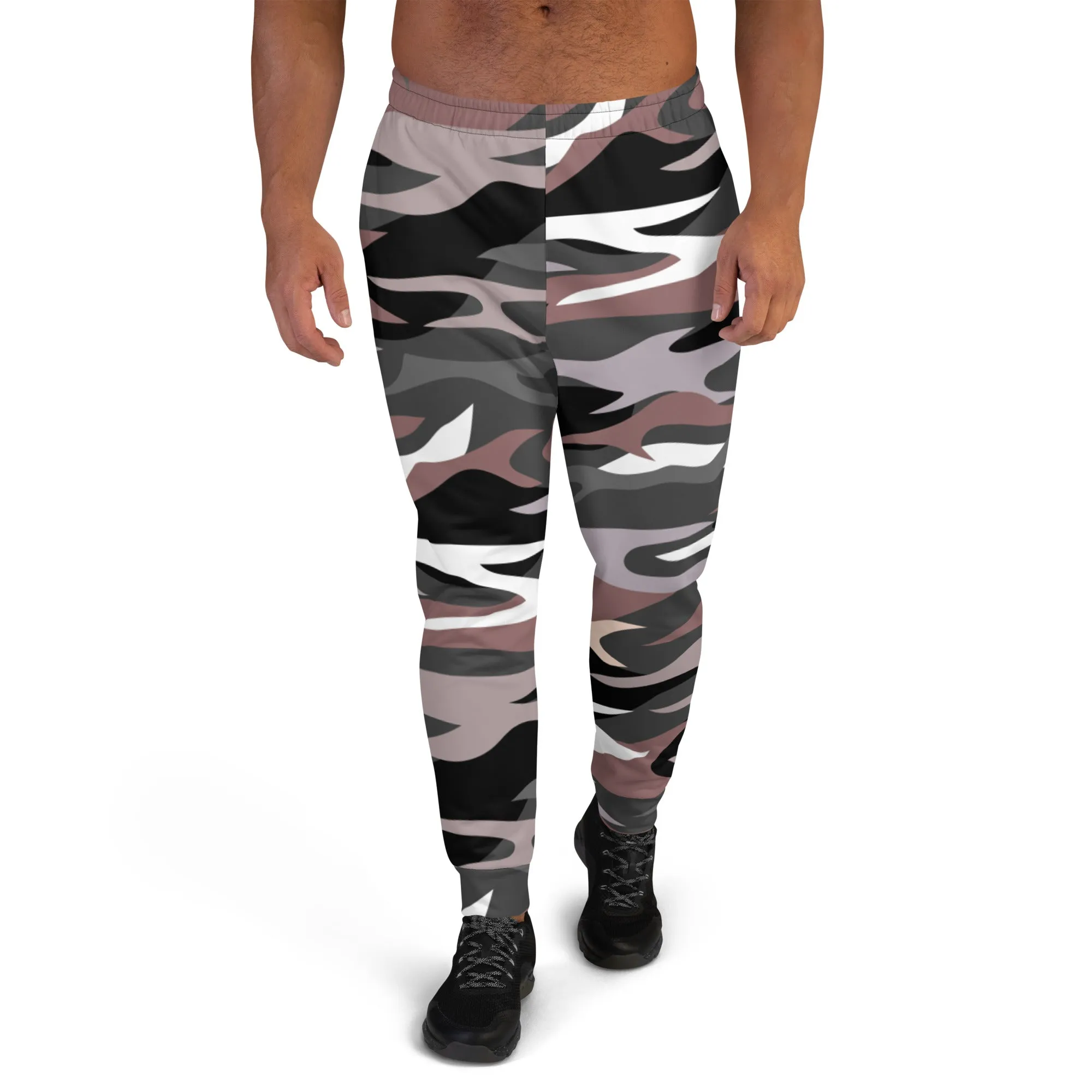 Brown Camo Print Men's Joggers, Camouflage Joggers Mens Camo Joggers-Made in USA/EU/MX