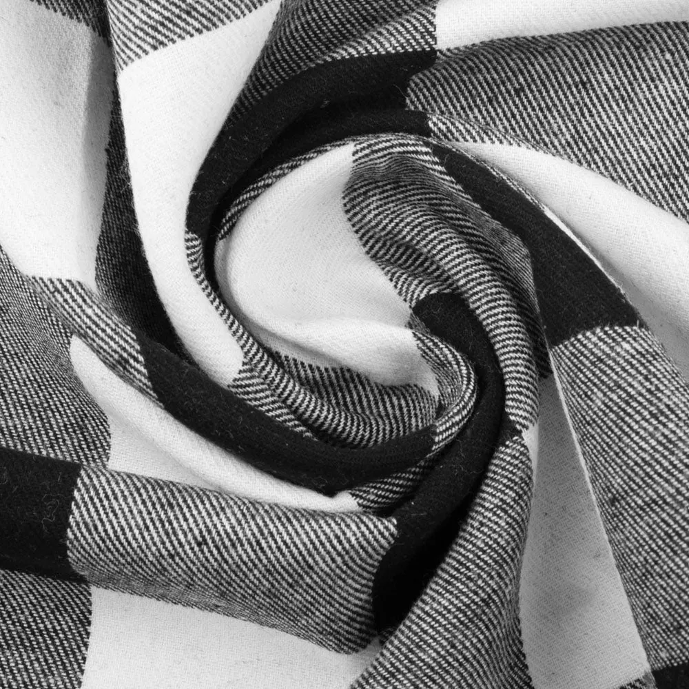 BUFFALO PLAID Brushed Shirting - Large 1 1/2" - White