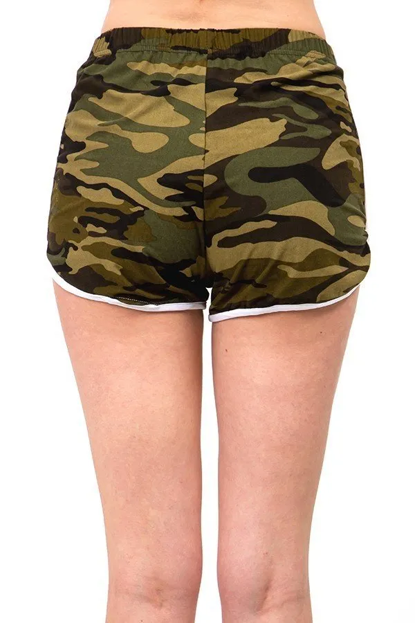 CAMOUFLAGE PRINT DOLPHIN SHORTS