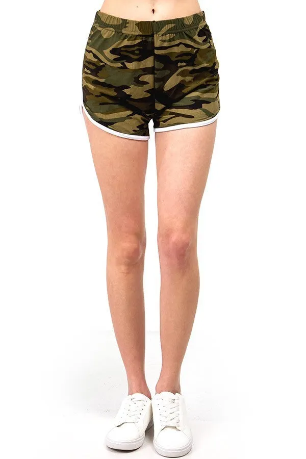 CAMOUFLAGE PRINT DOLPHIN SHORTS