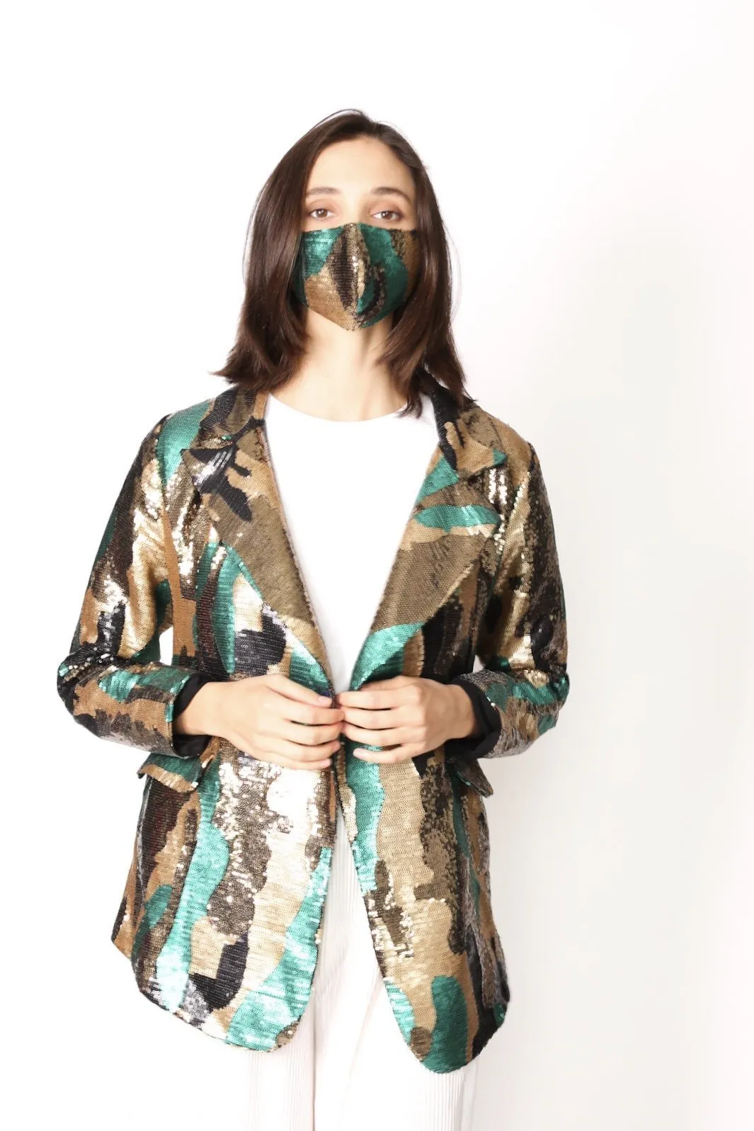 CAMOUFLAGE SEQUIN JACKET BLAZER DUMA