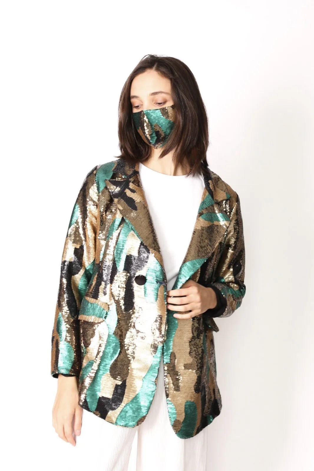 CAMOUFLAGE SEQUIN JACKET BLAZER DUMA