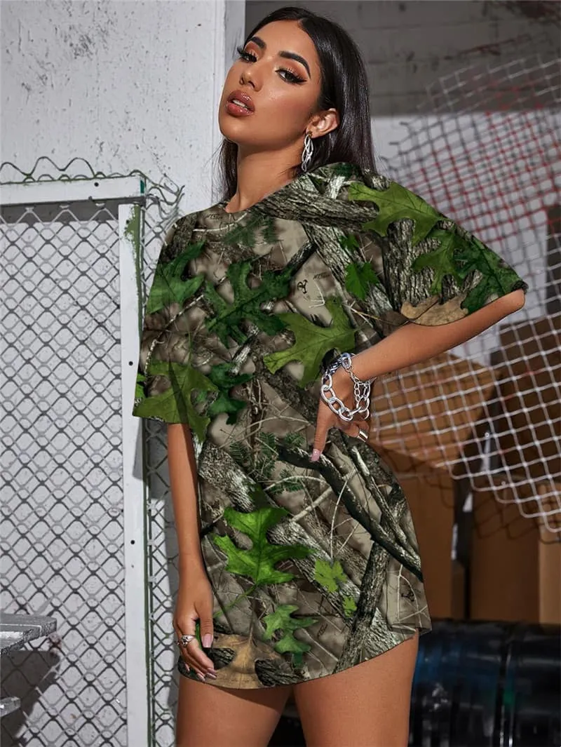 Camouflage T Shirt Women Abstract Gothic Psychedelic Tshirt Printed Harajuku Summer