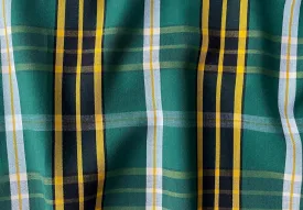 Castleton Green, Canary, Black & White Plaid Pima Cotton Shirting (Made in Italy)