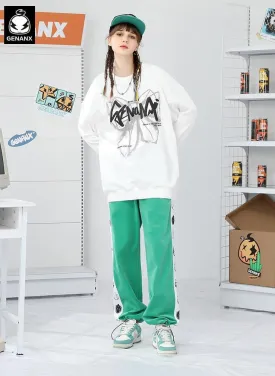 Color Block Logo Label Casual Pants