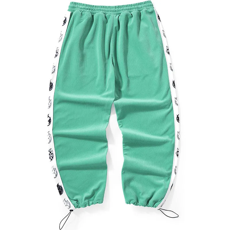 Color Block Logo Label Casual Pants