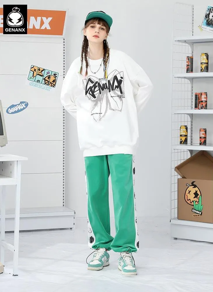 Color Block Logo Label Casual Pants