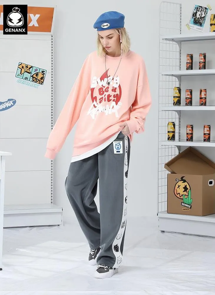 Color Block Logo Label Casual Pants