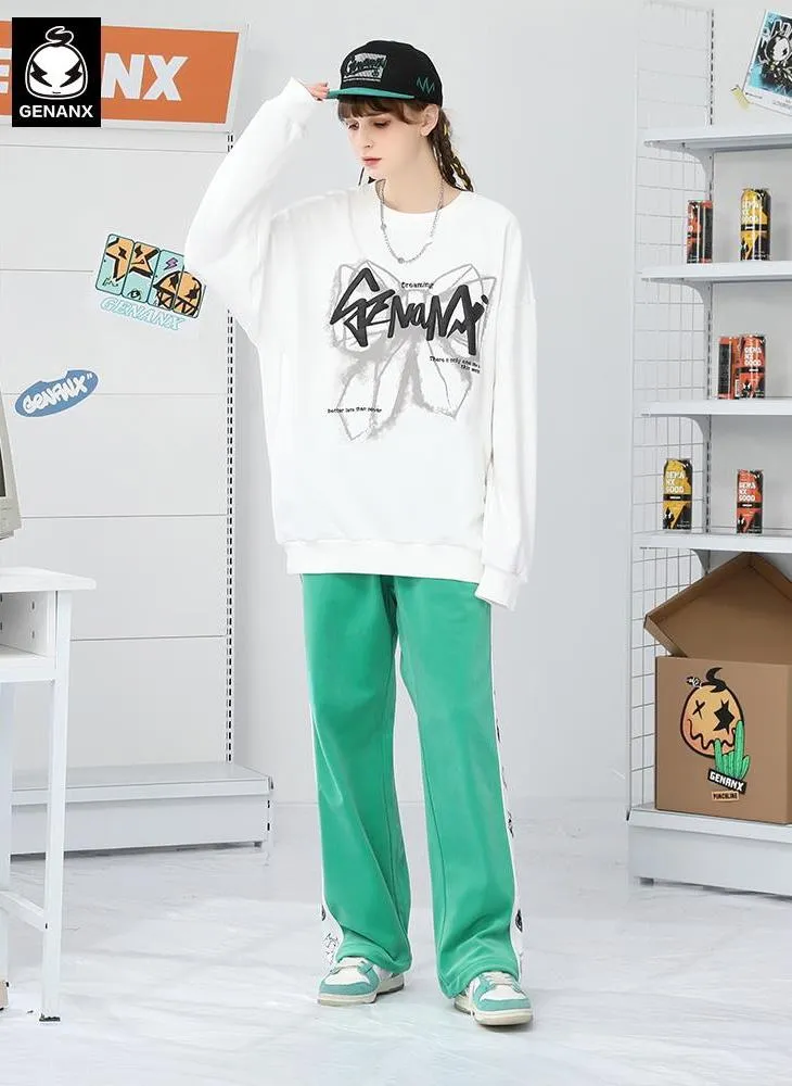 Color Block Logo Label Casual Pants