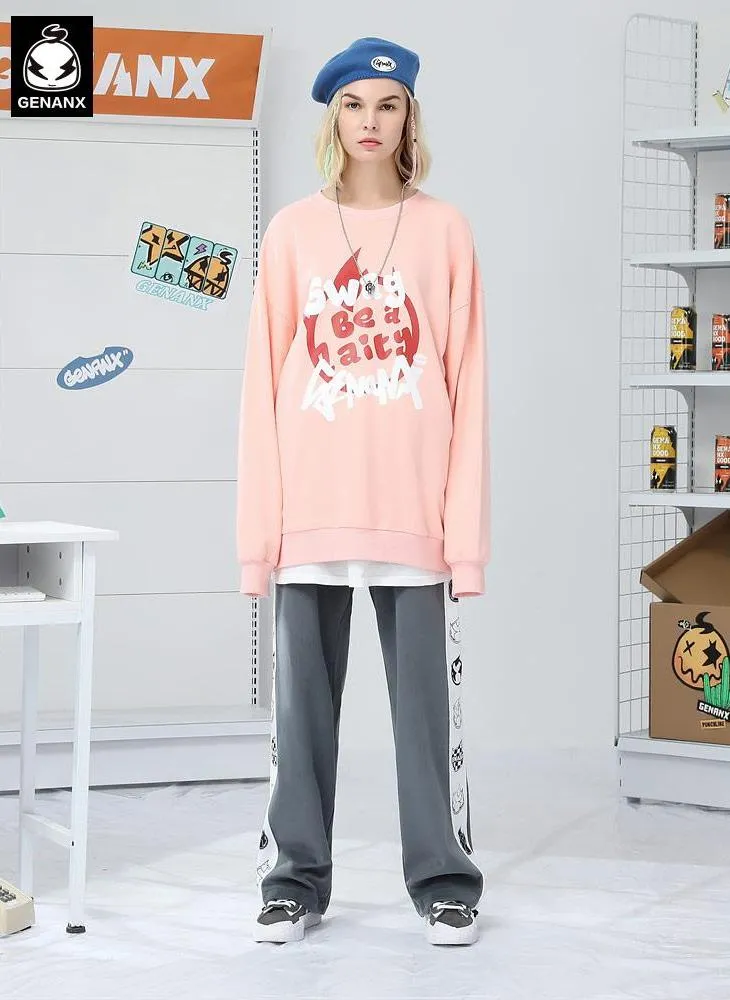 Color Block Logo Label Casual Pants