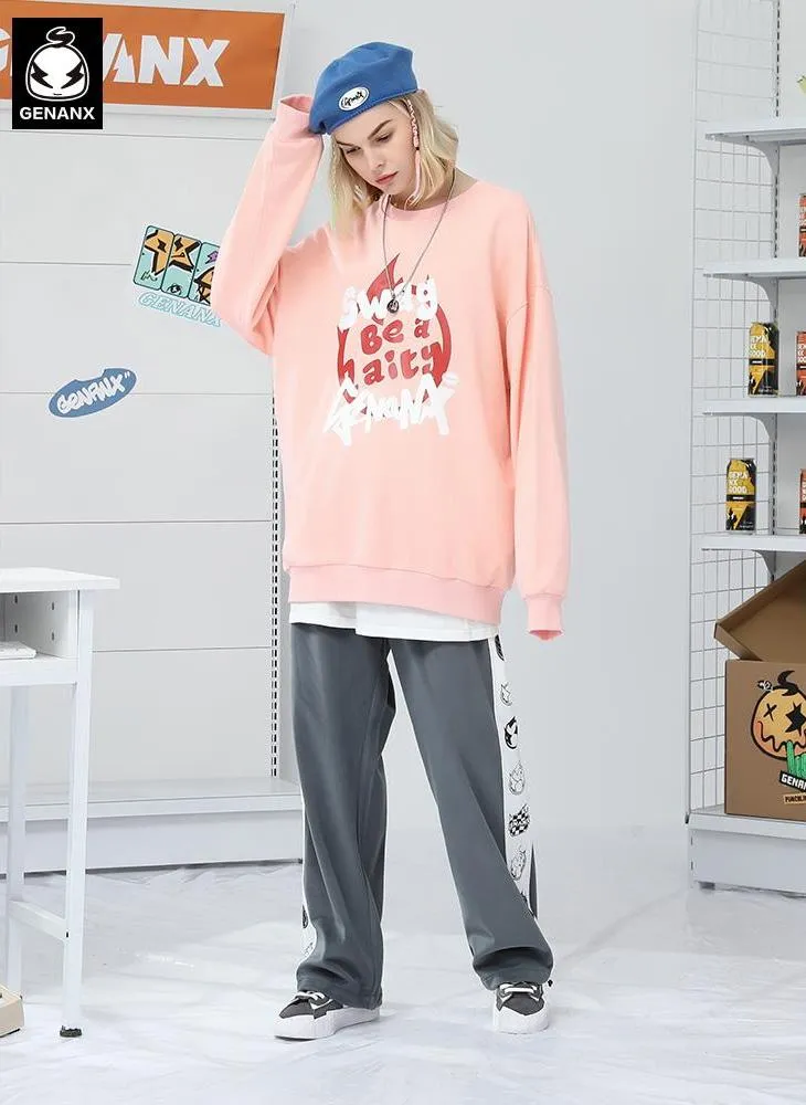 Color Block Logo Label Casual Pants