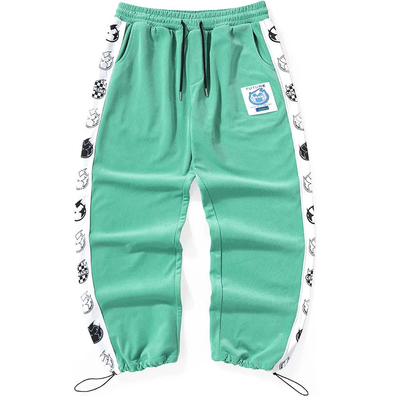 Color Block Logo Label Casual Pants