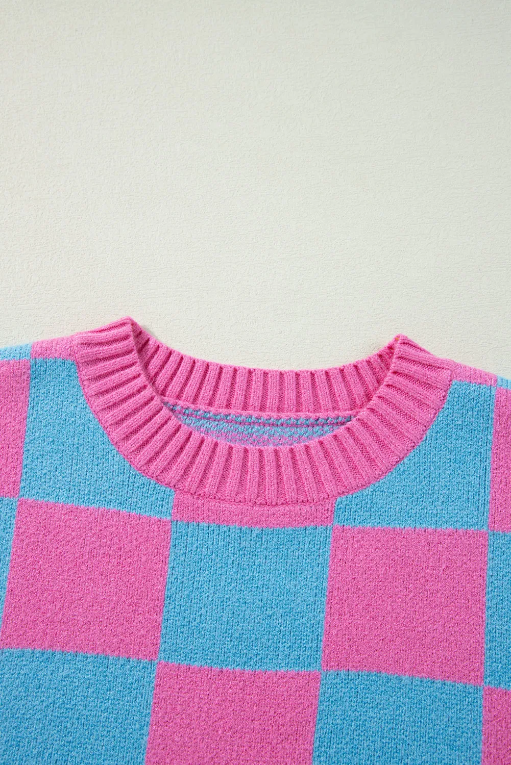 Colorblock Plaid Pattern Ribbed Trim Sweater Tank Top