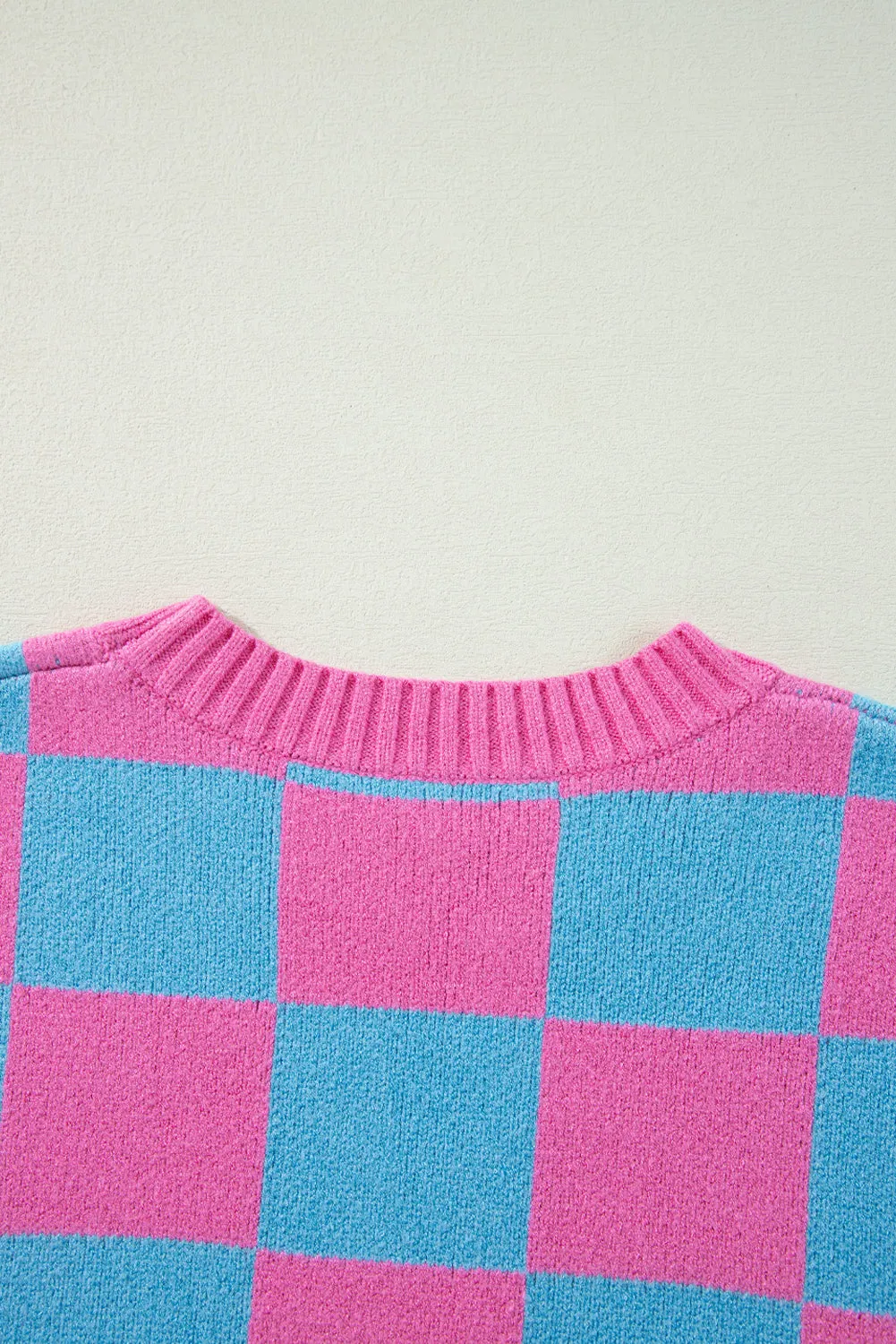 Colorblock Plaid Pattern Ribbed Trim Sweater Tank Top